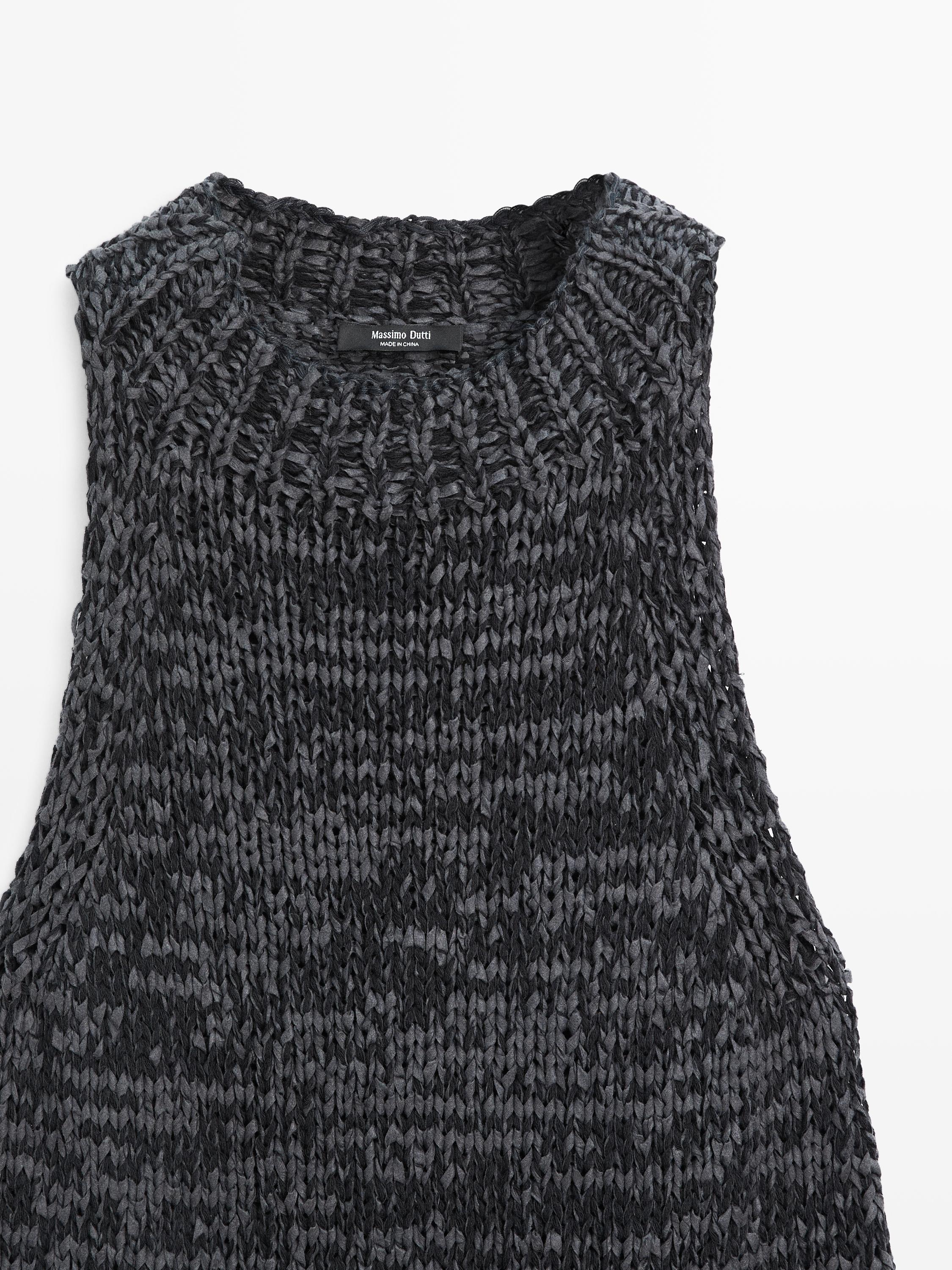 Top encolure américaine en maille chinée